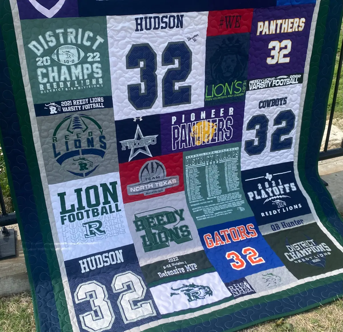 T-Shirt Quilt created using the machine quilting services provided by Longarm Quilting Services of Frisco